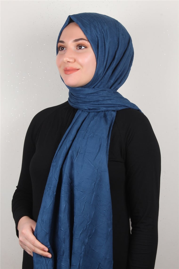 Bambu Kraşlı Şal 2724-98 Açık Lacivert