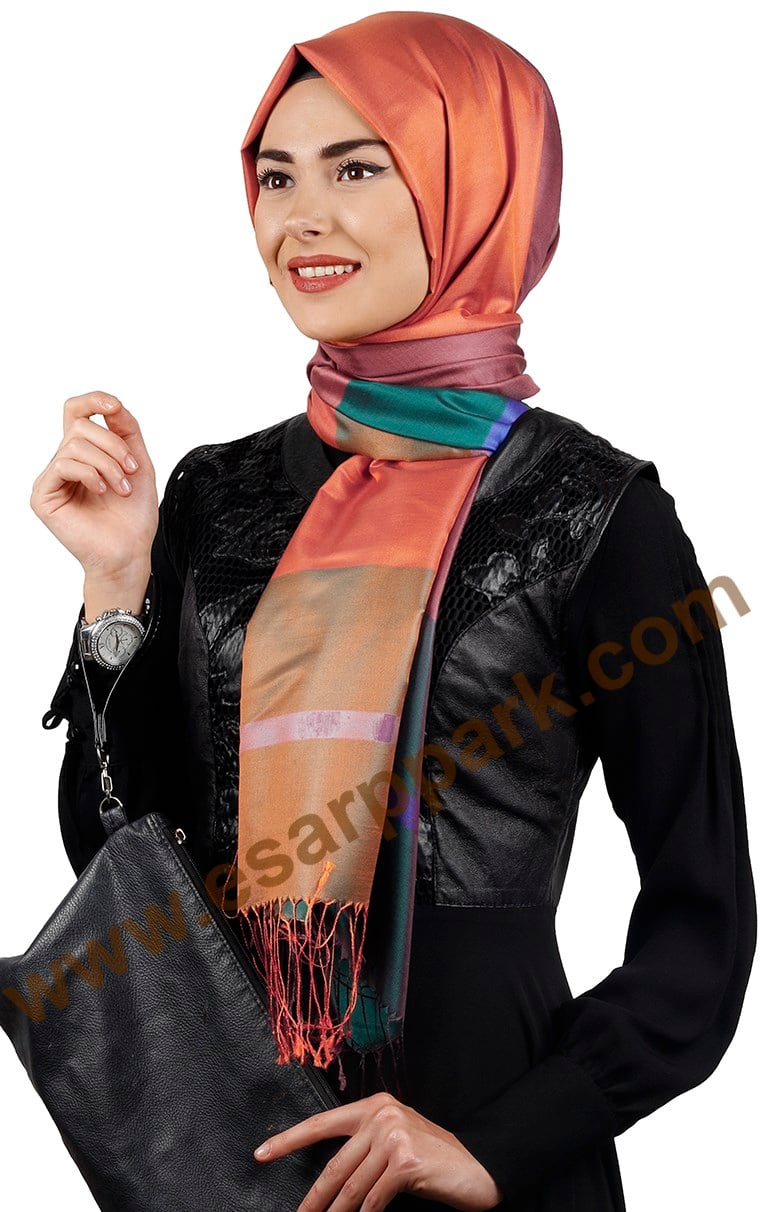 Bordürlü İpek Şal 108-4