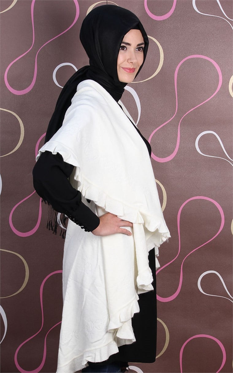 509-0002-03 YELEKLİ PELERİN BEYAZ