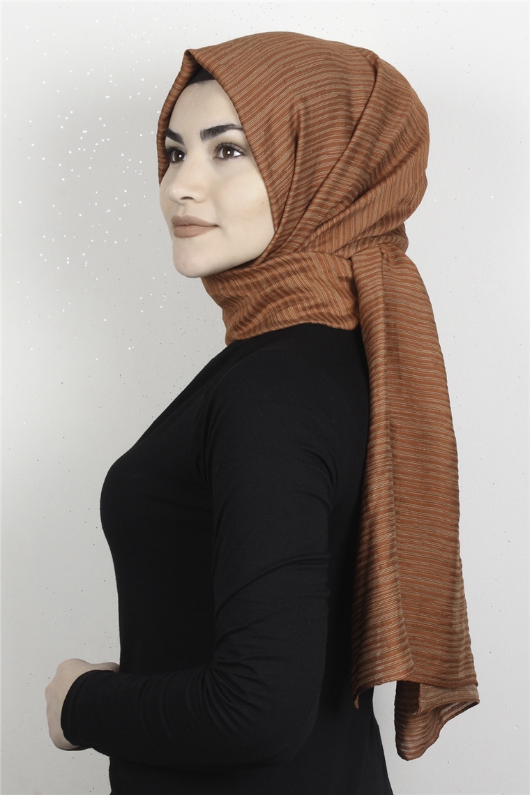 Çizgili Royal Şal 1497-4 Kiremit