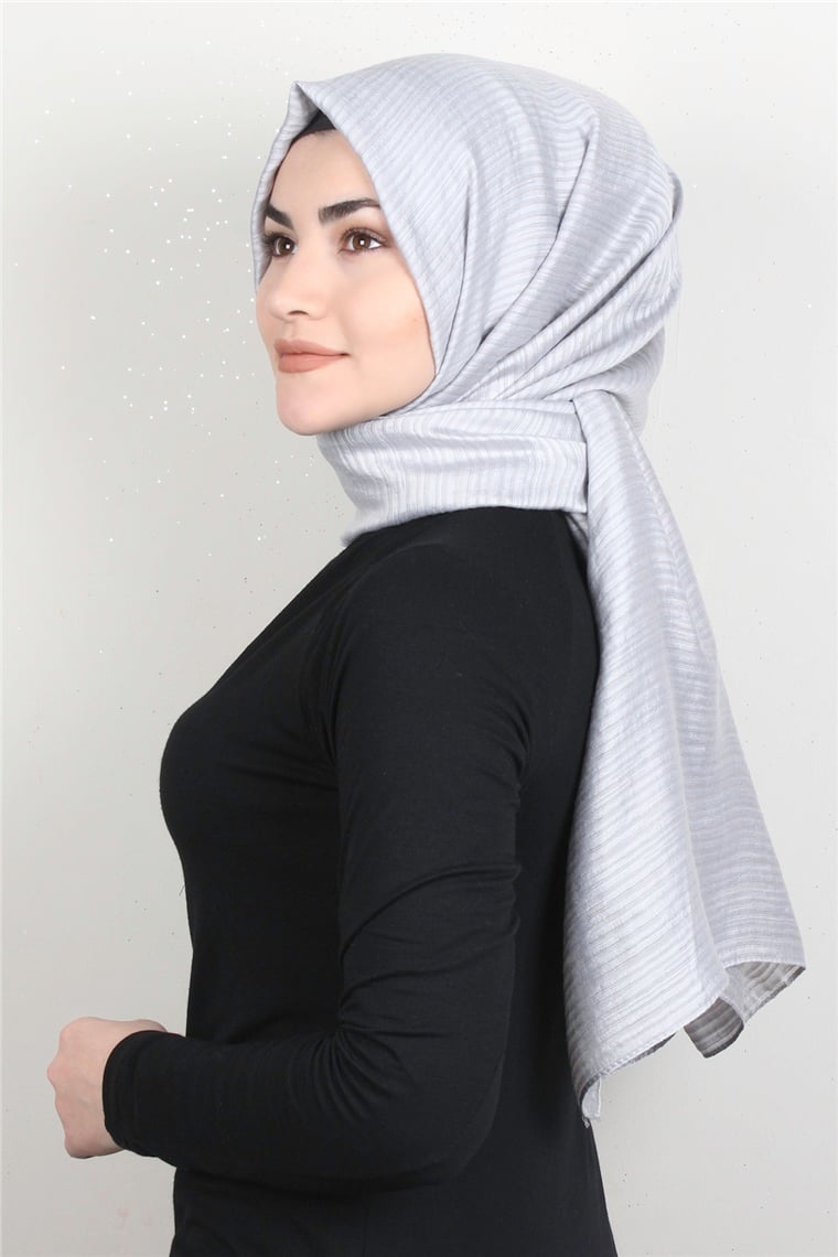 Çizgili Royal Şal 1497-6 Gümüş