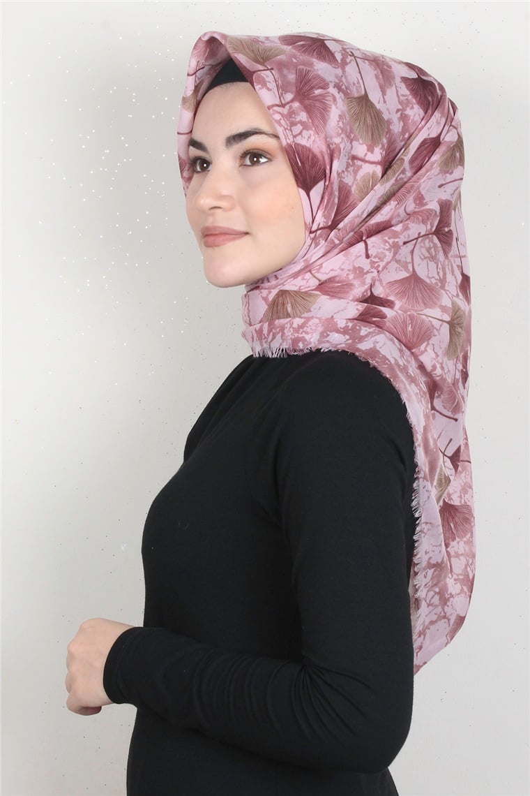 Coton Kare Eşarp 1672-3 Pembe