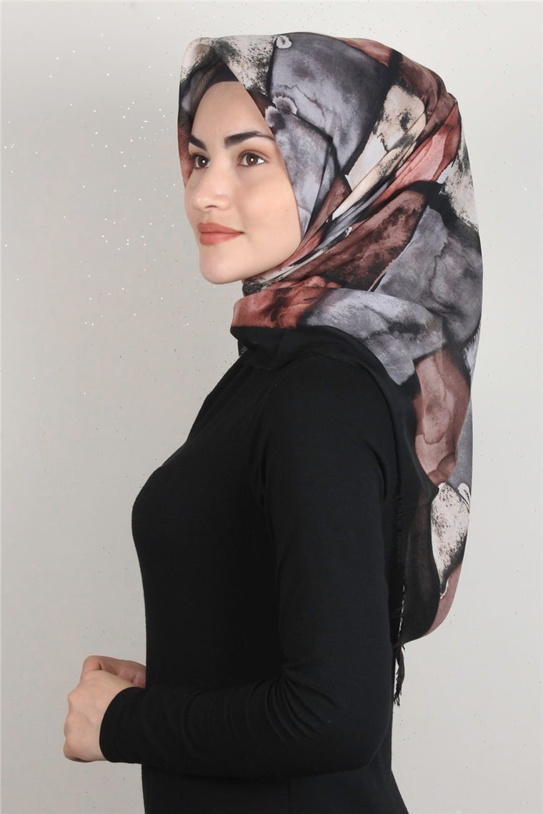 Coton Kare Eşarp 1674-1 Siyah