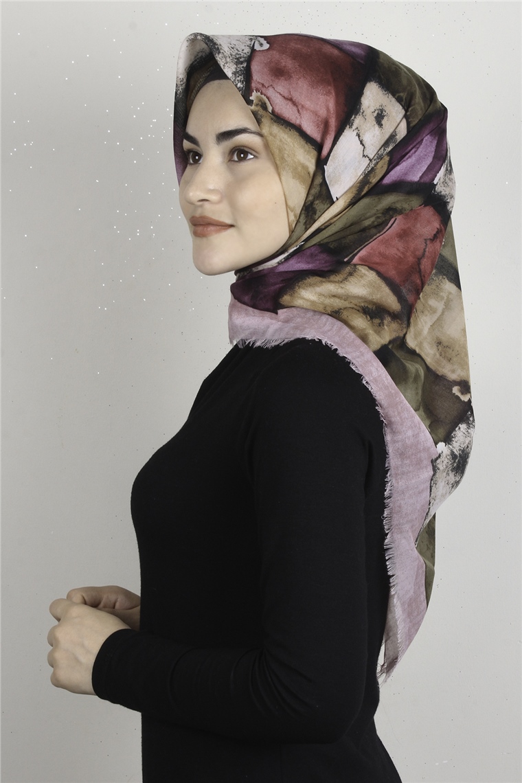 Coton Kare Eşarp 1674-16 Pudra