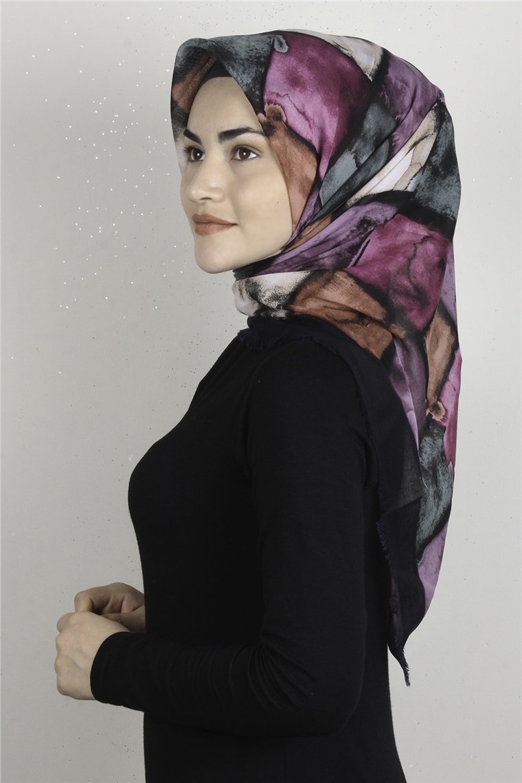 Coton Kare Eşarp 1674-17 Yeşil