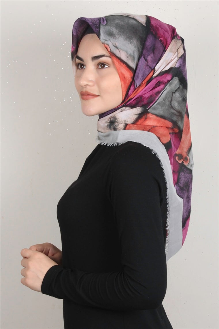 Coton Kare Eşarp 1674-7 Mint Yeşili