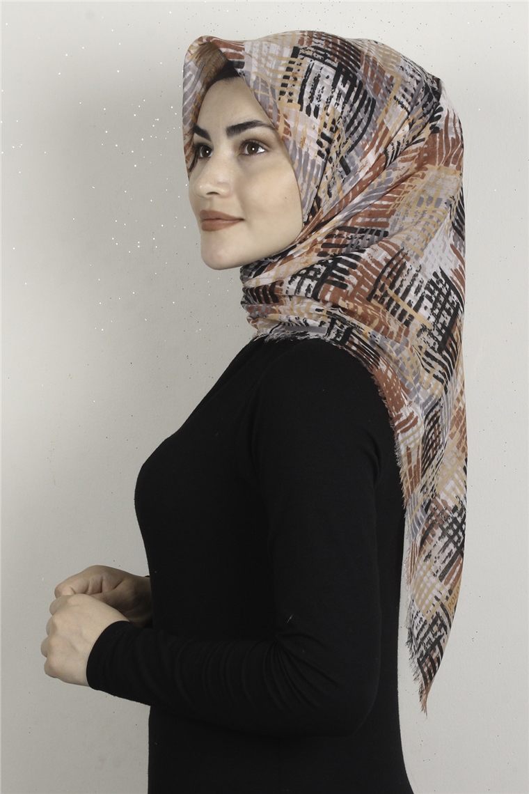 Coton Kare Eşarp 1680-17 Ten