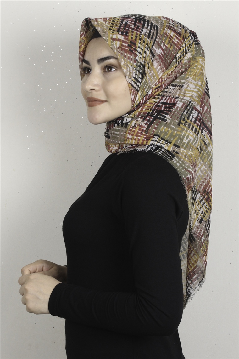 Coton Kare Eşarp 1680-2 Sarı