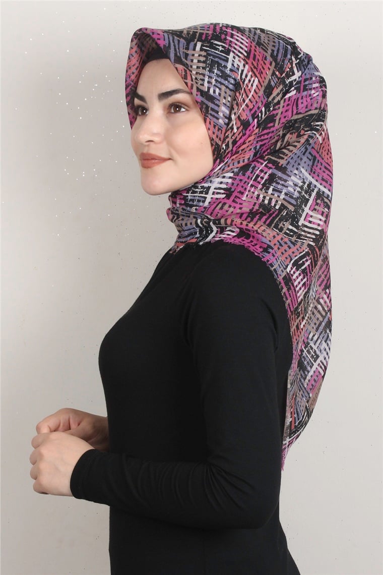 Coton Kare Eşarp 1680-3 Fuşya
