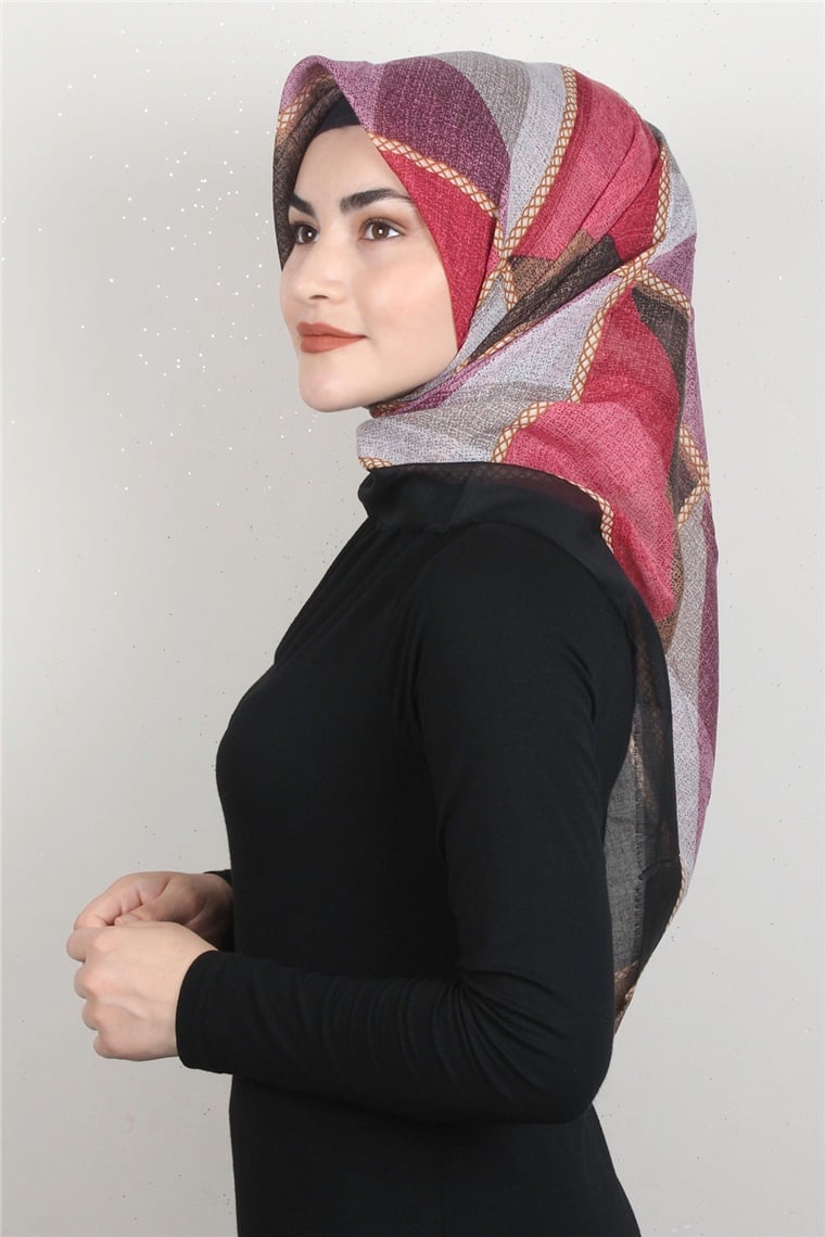 Coton Kare Eşarp 1682-13 Siyah