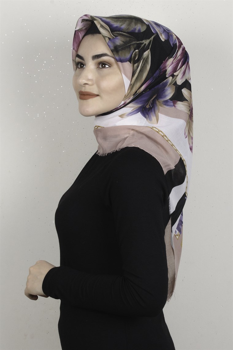 Coton Kare Eşarp 1684-5 Pudra 