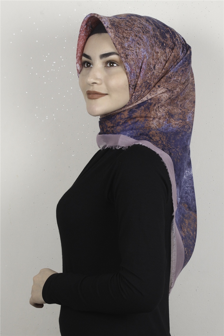 Coton Kare Eşarp 1685-14 Lila