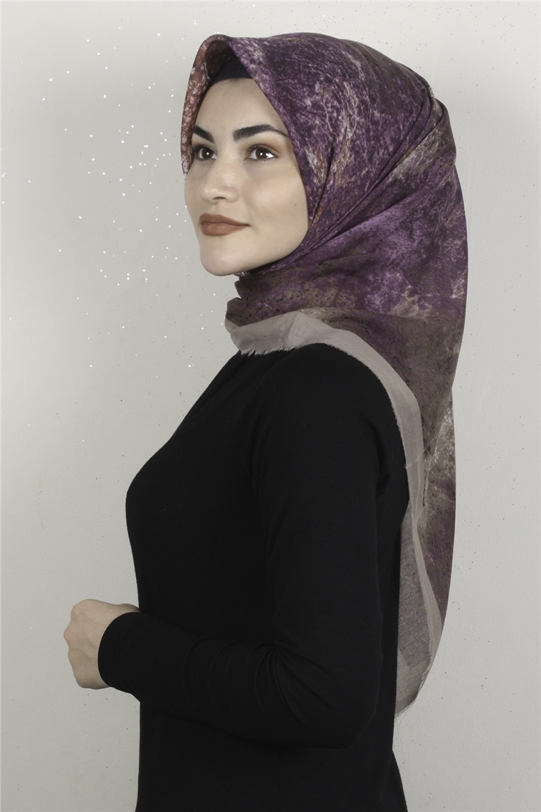 Coton Kare Eşarp 1685-3 Açık Vizon