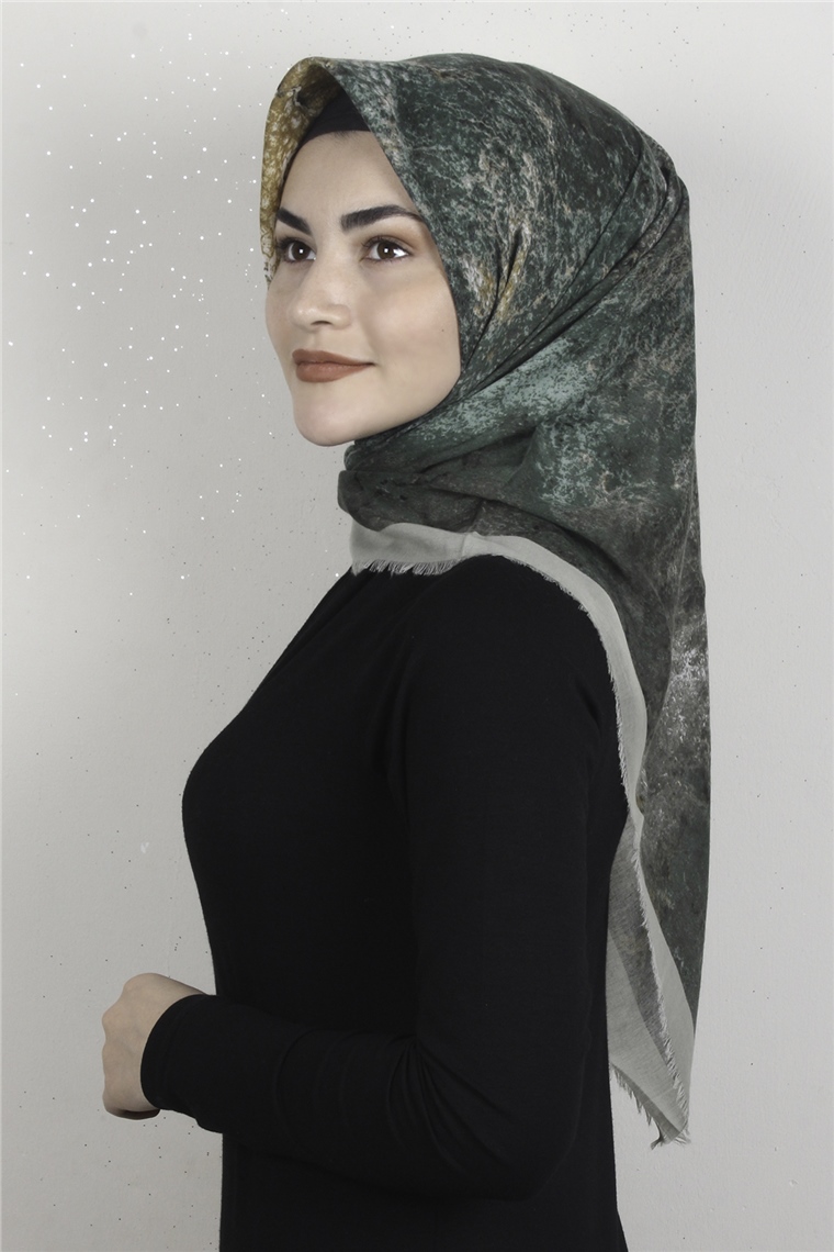Coton Kare Eşarp 1685-8 Çağla Yeşili