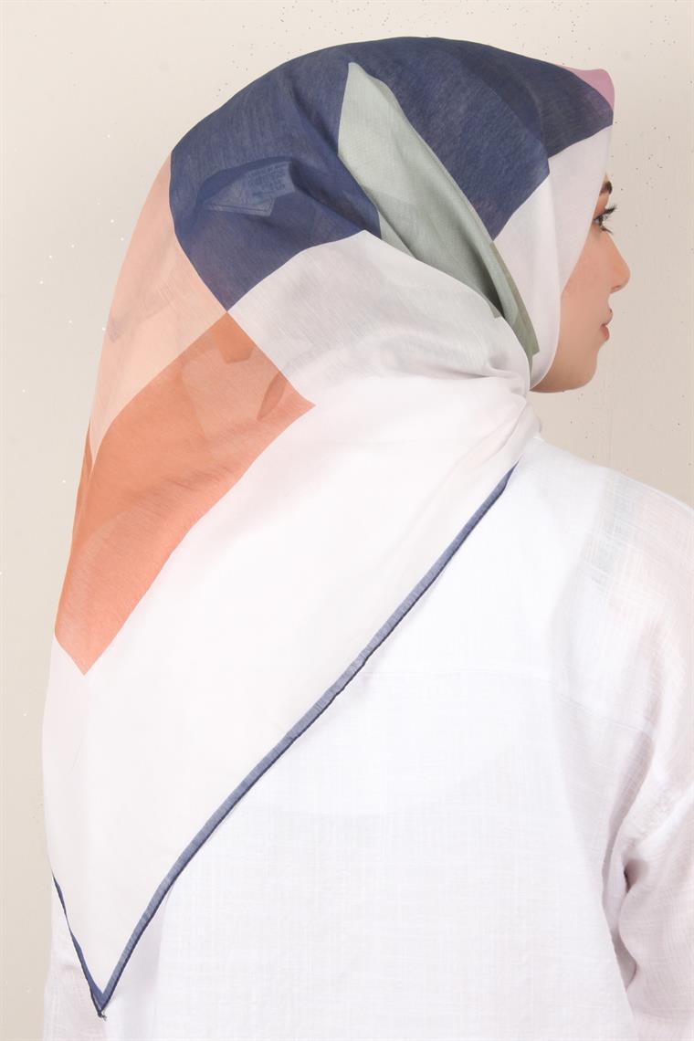 Coton & Silk Eşarp 3647-8 Lacivert