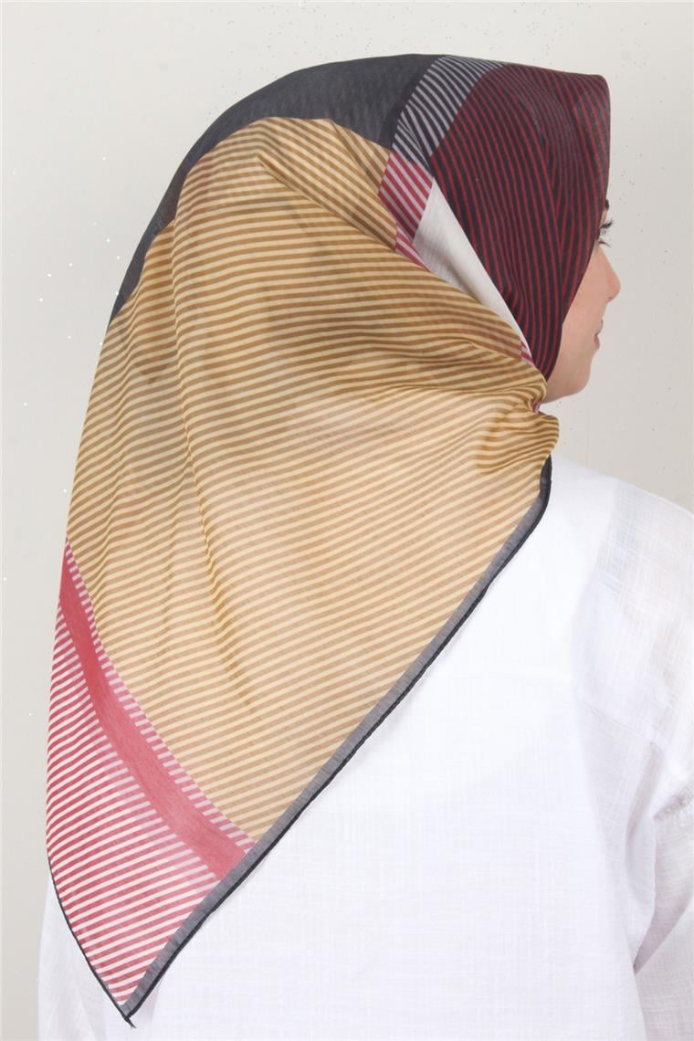 Coton & Silk Eşarp 3646-1 Siyah-Kırmızı