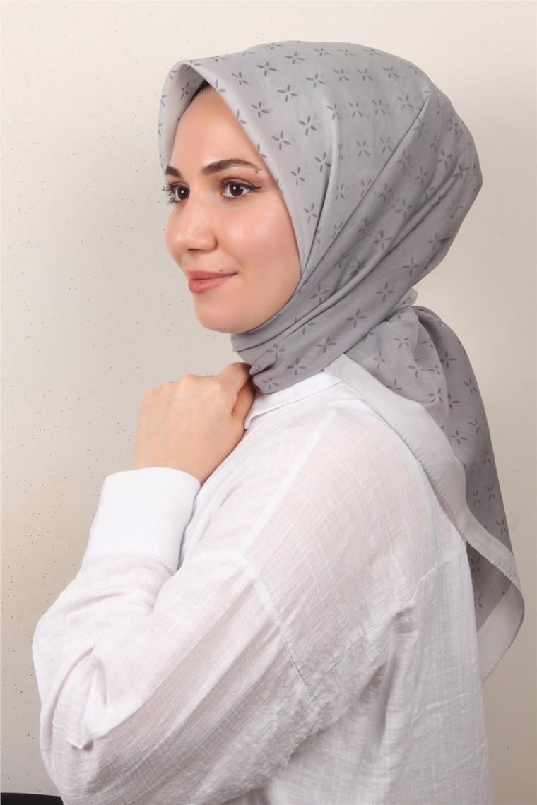 Coton & Silk Eşarp Gri 3645-4