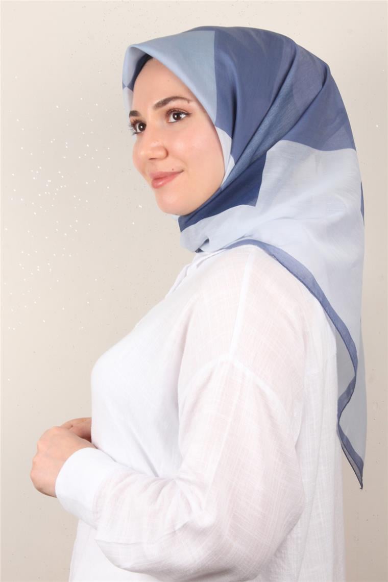 Coton & Silk Eşarp 3647-4 Mavi 
