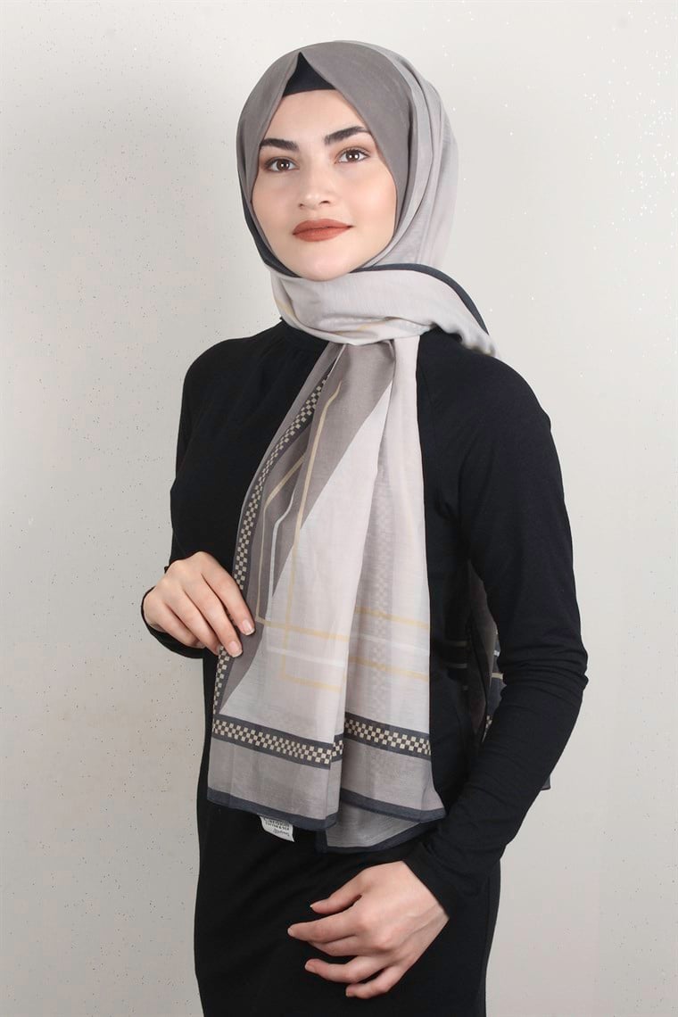 Cotton & Silk Şal 3631-6 Gri-Füme