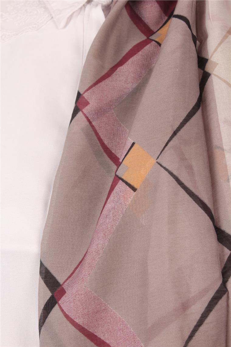 Cotton & Silk Şal 3640-7 Pembe-Gri