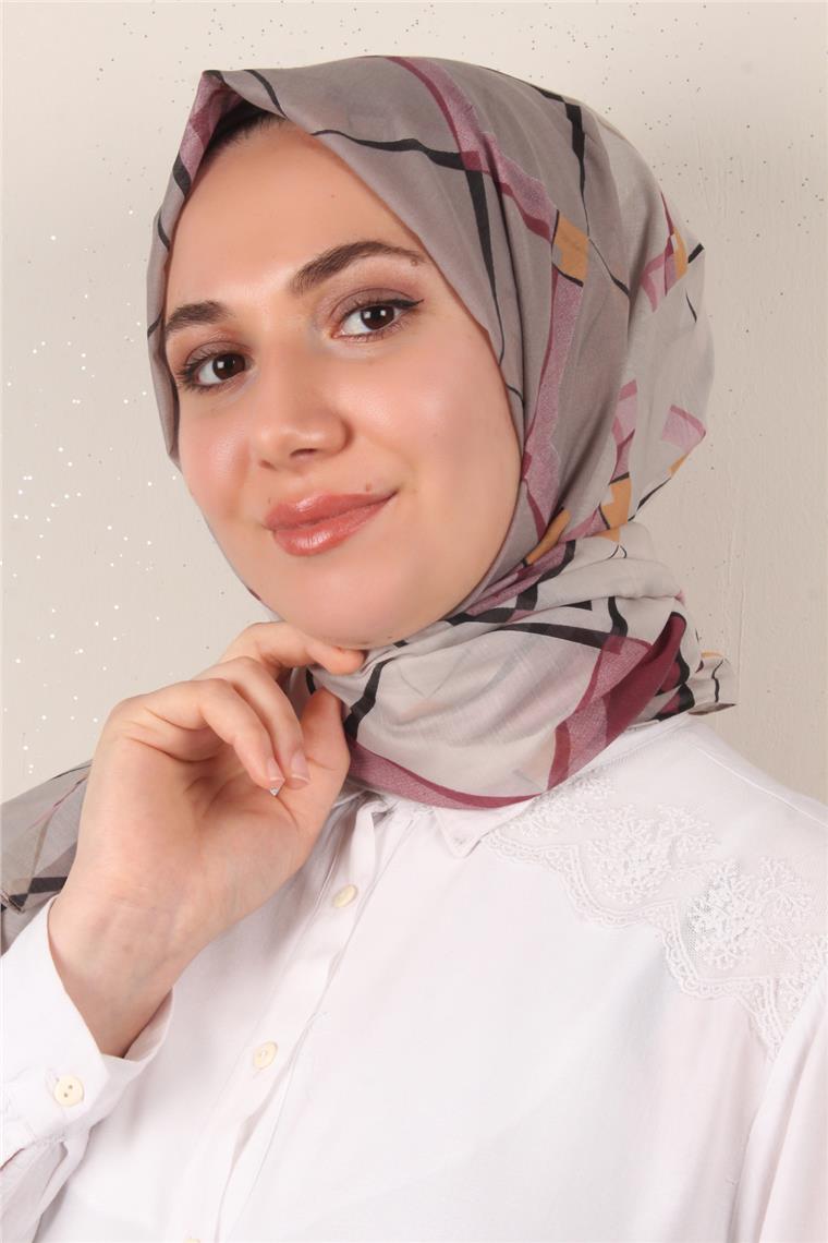 Cotton & Silk Şal 3640-7 Pembe-Gri