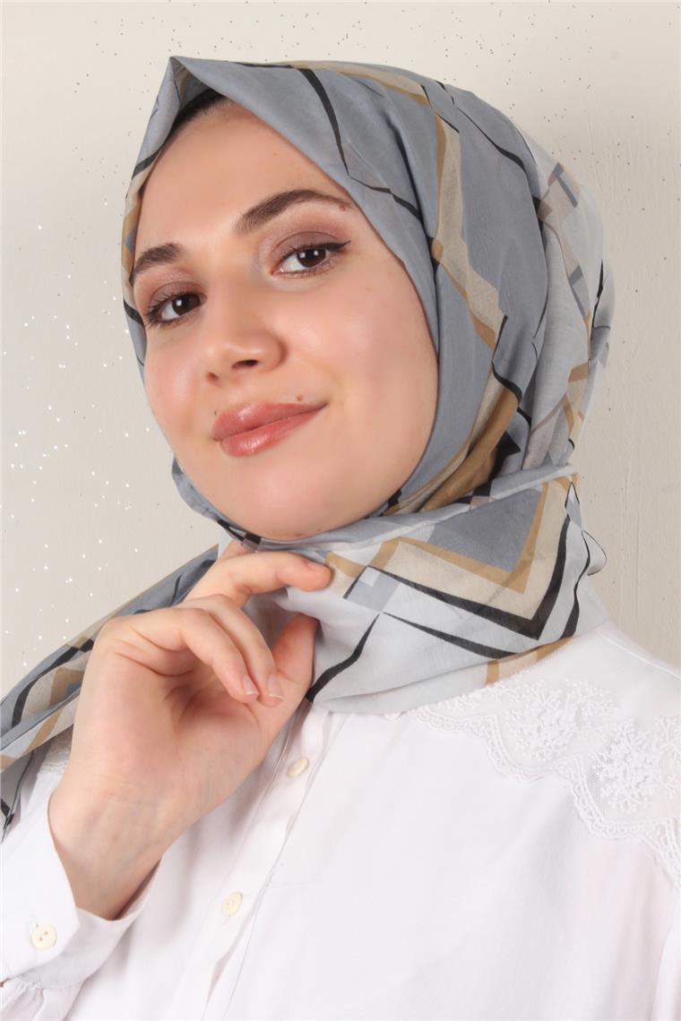 Cotton & Silk Şal 3640-8 Gri