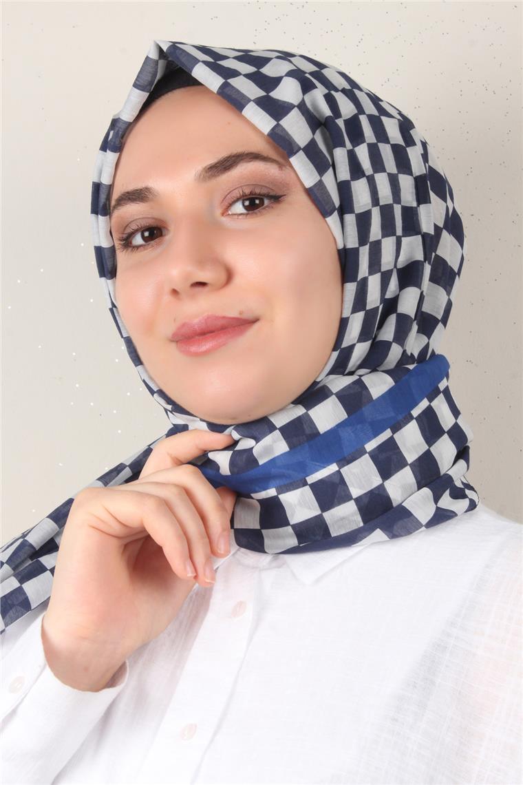 Cotton & Silk Şal 3641-10 Lacivert