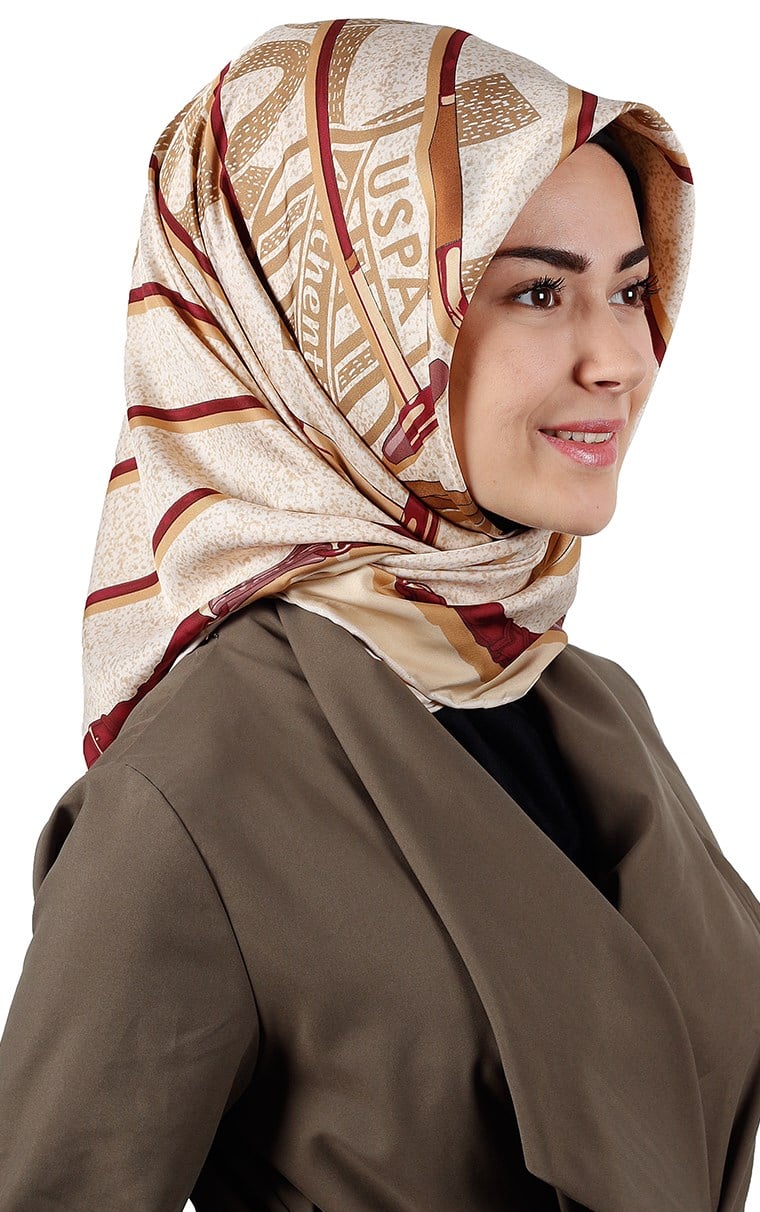 102-0007-08 U.S POLO ASSN EŞARP CAMEL BORDO