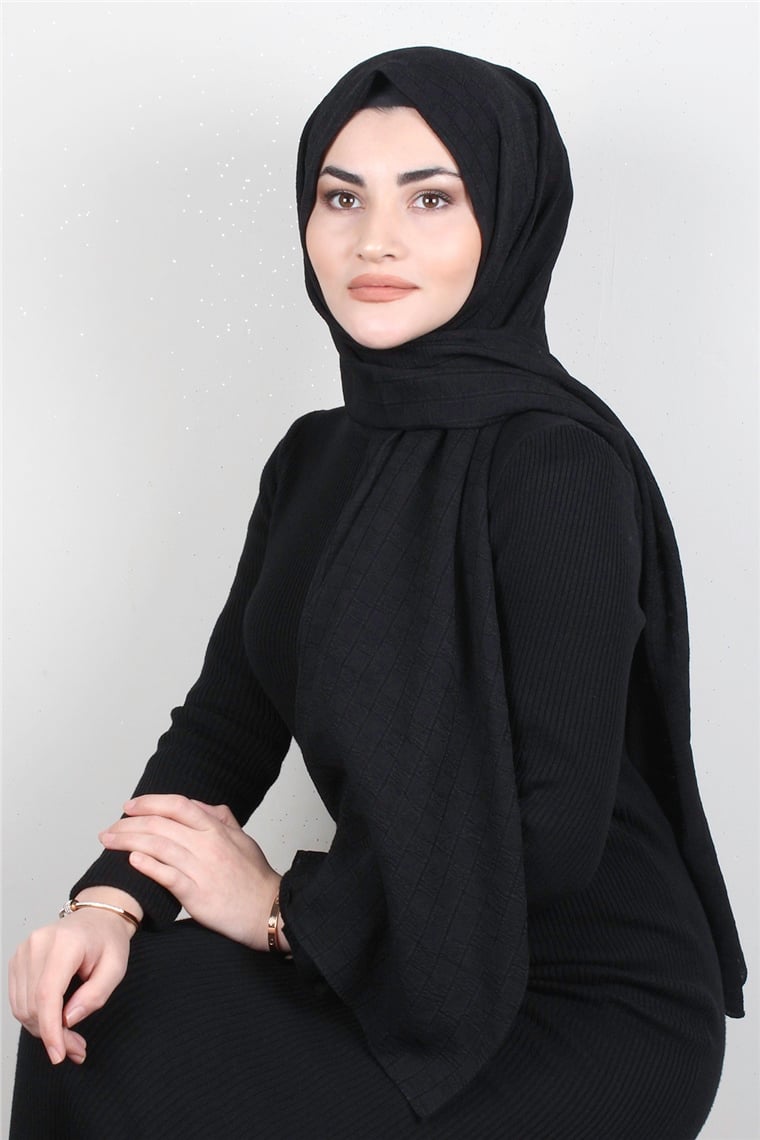 Dama Desen Şal 1790-14 Siyah