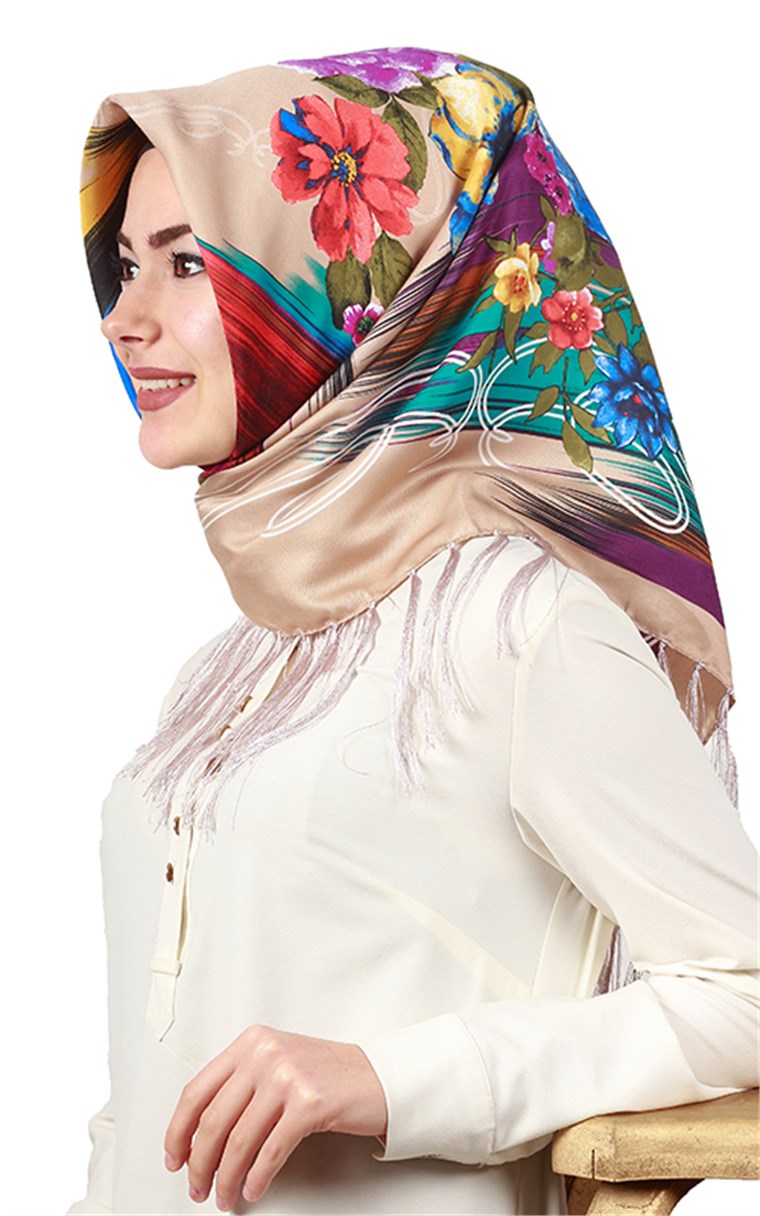 111-0022-03 PİRAMİT PÜSKÜLLÜ EŞARP