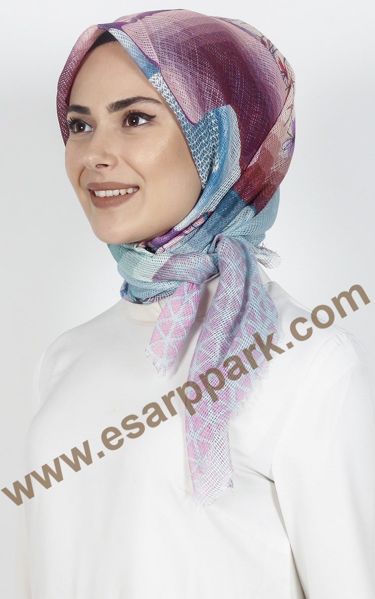 Desenli Fileli Coton Eşarp 1715-1