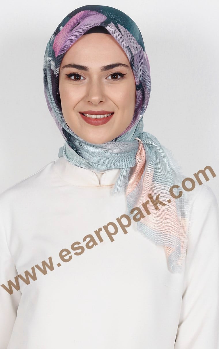 Desenli Fileli Coton Eşarp 1715-18