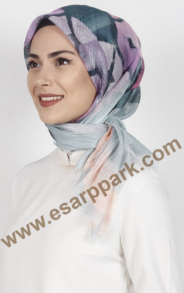 Desenli Fileli Coton Eşarp 1715-18