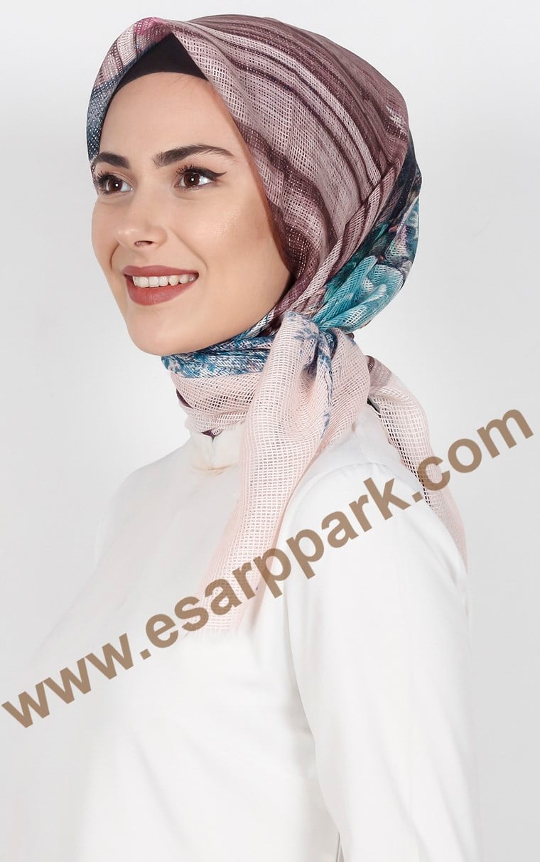 Desenli Fileli Coton Eşarp 1715-22