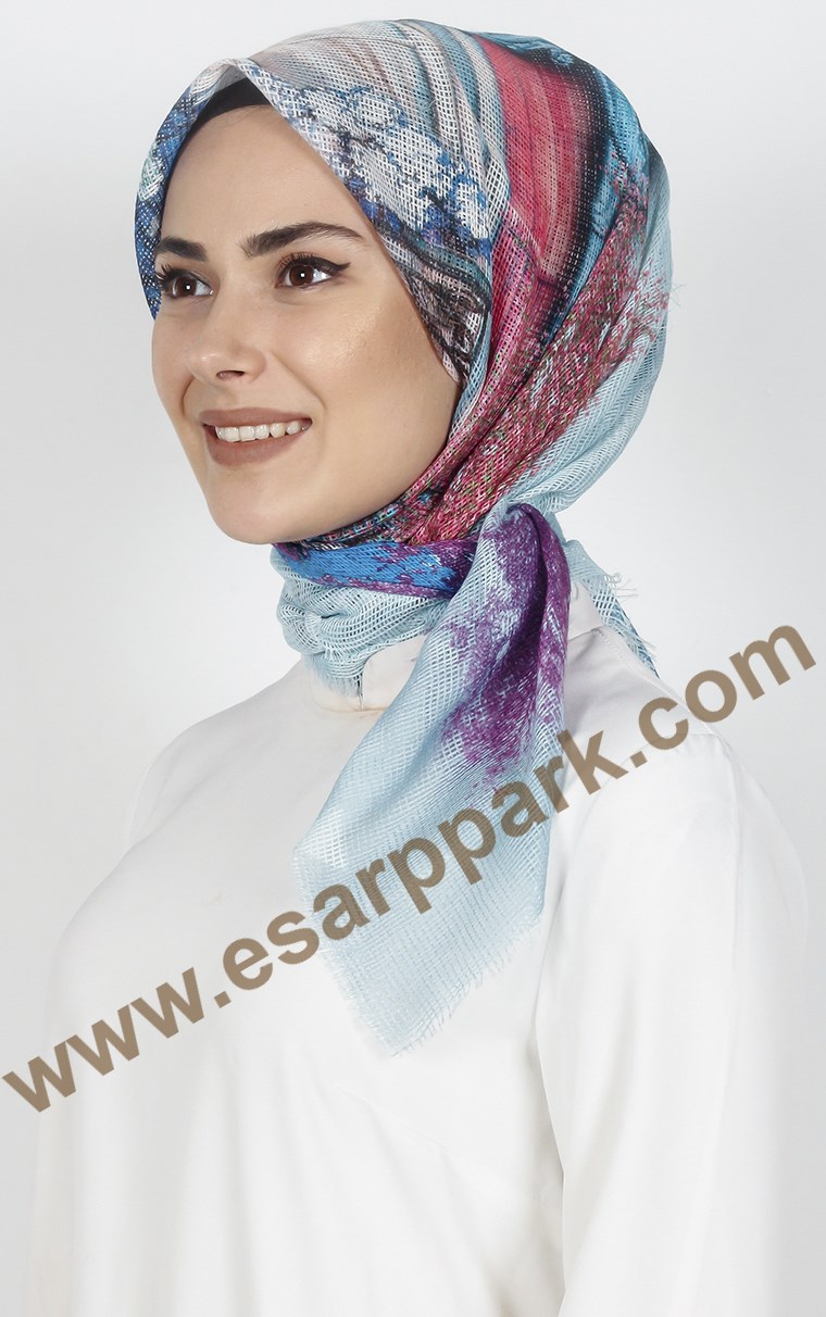 Desenli Fileli Coton Eşarp 1715-4
