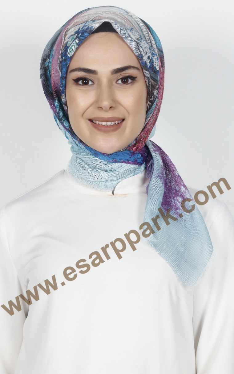 Desenli Fileli Coton Eşarp 1715-4