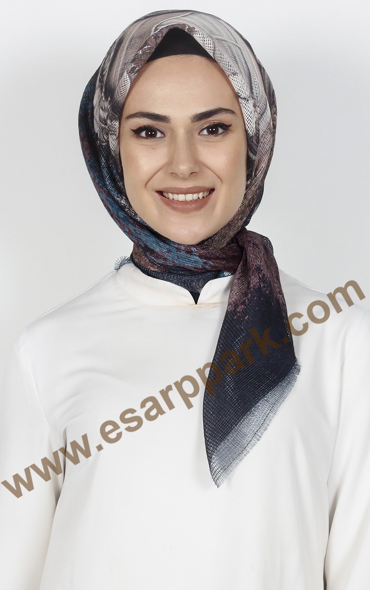 Desenli Fileli Coton Eşarp 1715-5