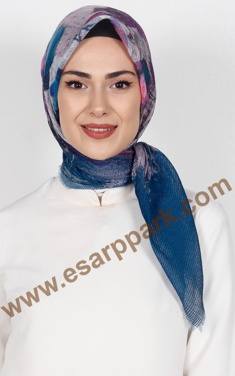 Desenli Fileli Coton Eşarp 1715-6