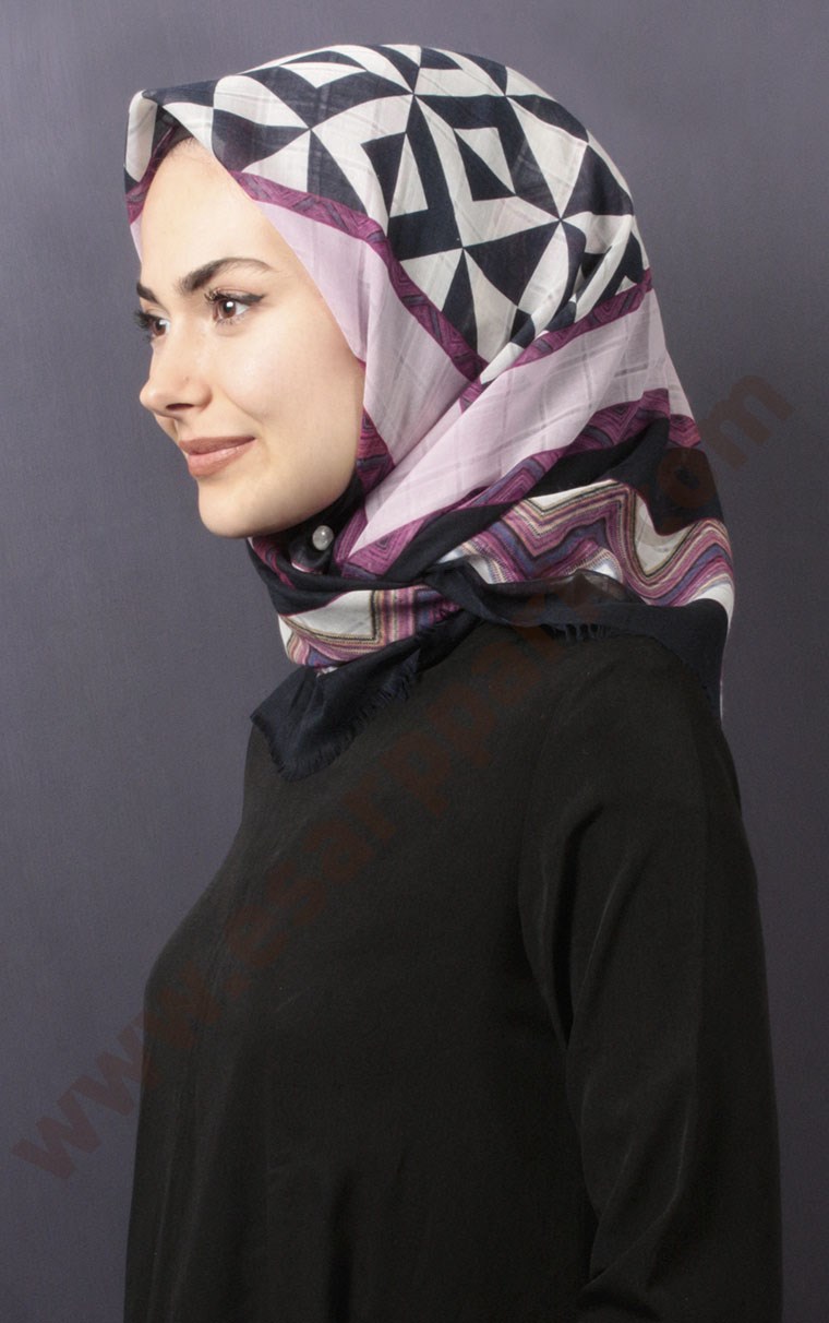 Desenli Fileli Coton Eşarp 1732-6