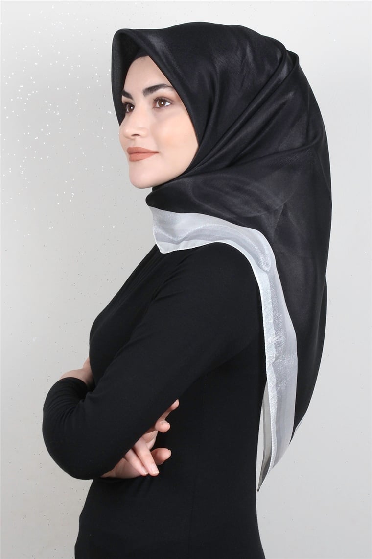 Elizya Simli Eşarp 3009-22 Siyah-Beyaz