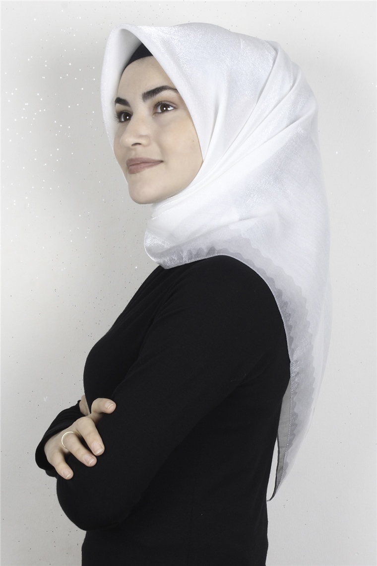 Elizya Simli Eşarp 4008-19 Beyaz