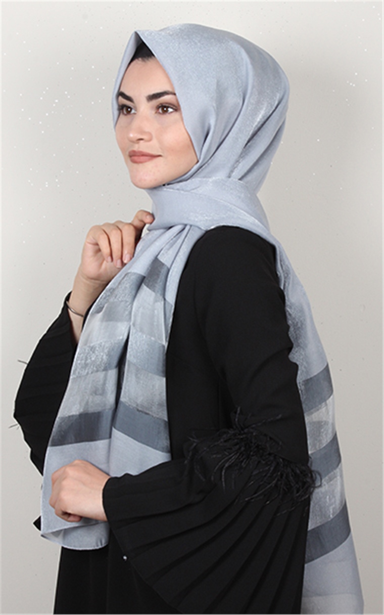 Exclusive Şal 3073-10 Gümüş - Füme