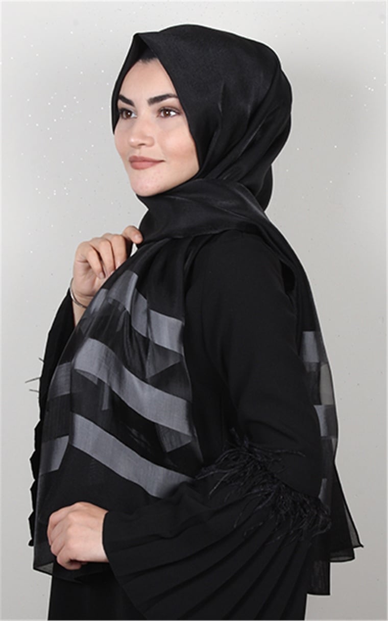Exclusive Şal 3073-11 Siyah - Gümüş