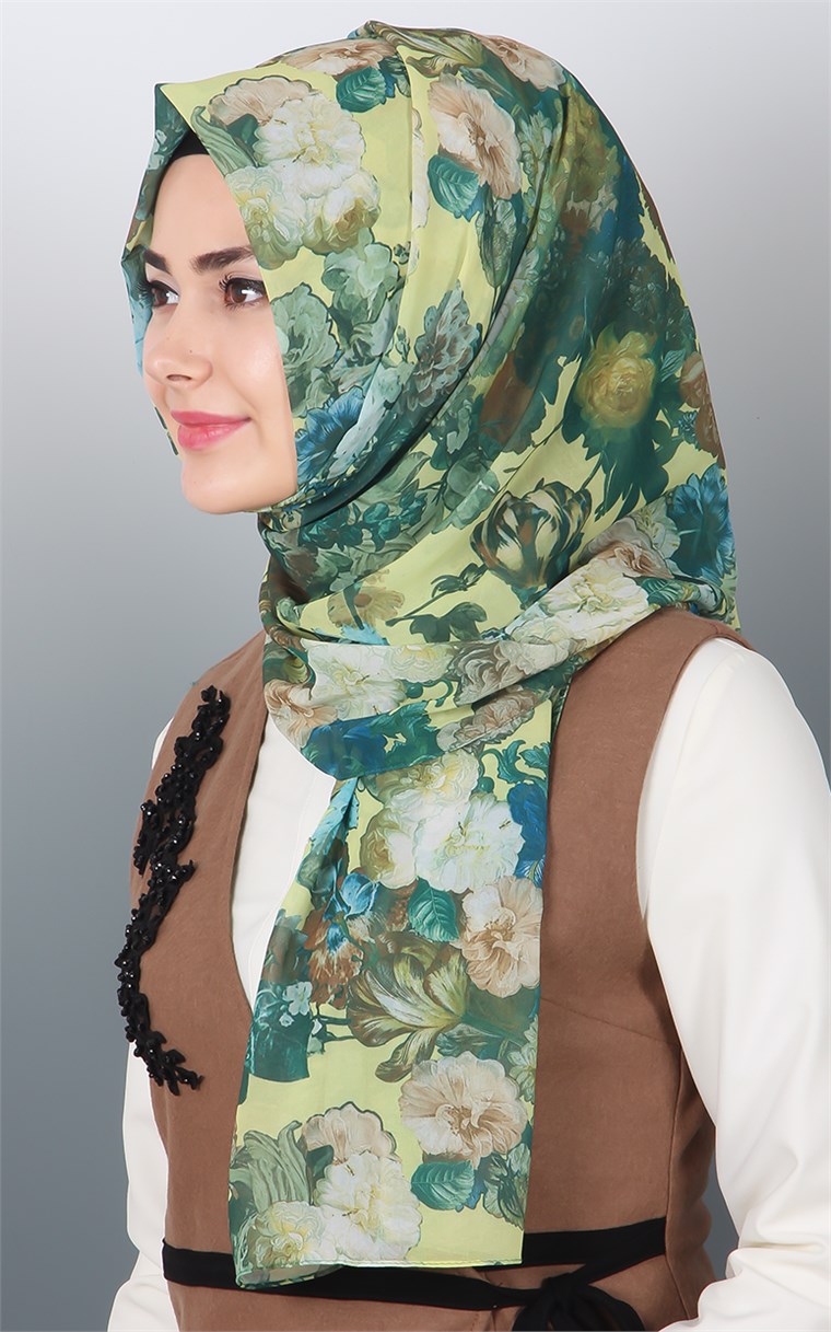 525-0001-01 FİESTA KREP ŞAL AÇIK YEŞİL