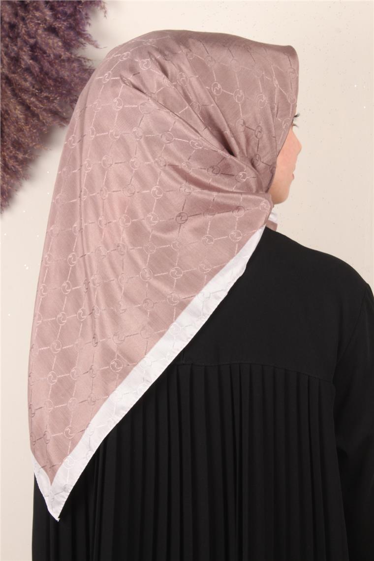 Fashion Monogram Eşarp 8089-10 Gül Kurusu