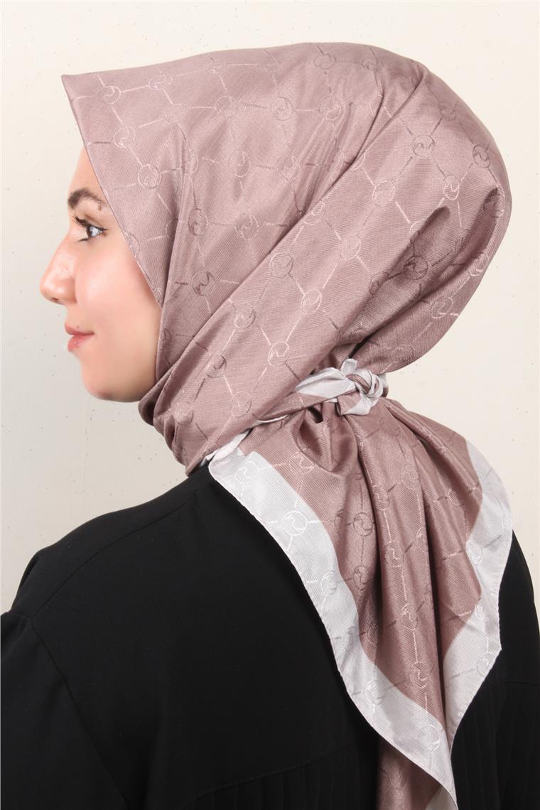 Fashion Monogram Eşarp 8089-10 Gül Kurusu