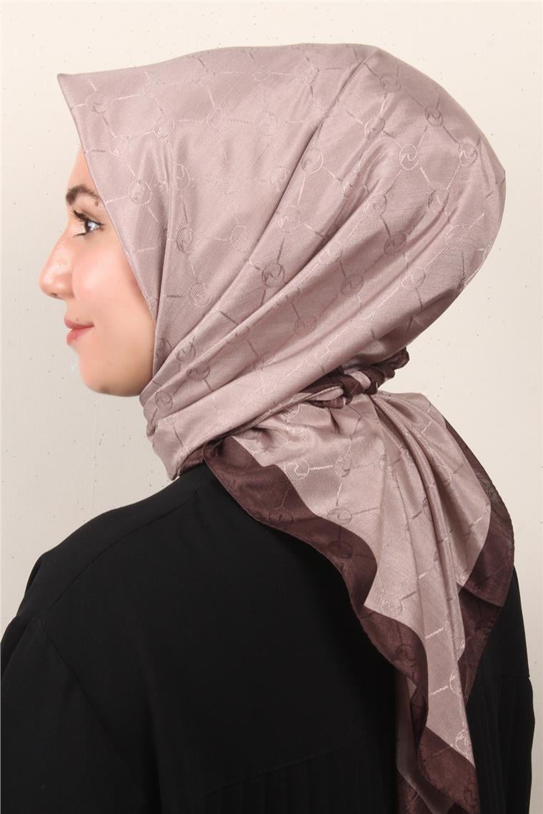 Fashion Monogram Eşarp 8089-12 Miskli Kahve