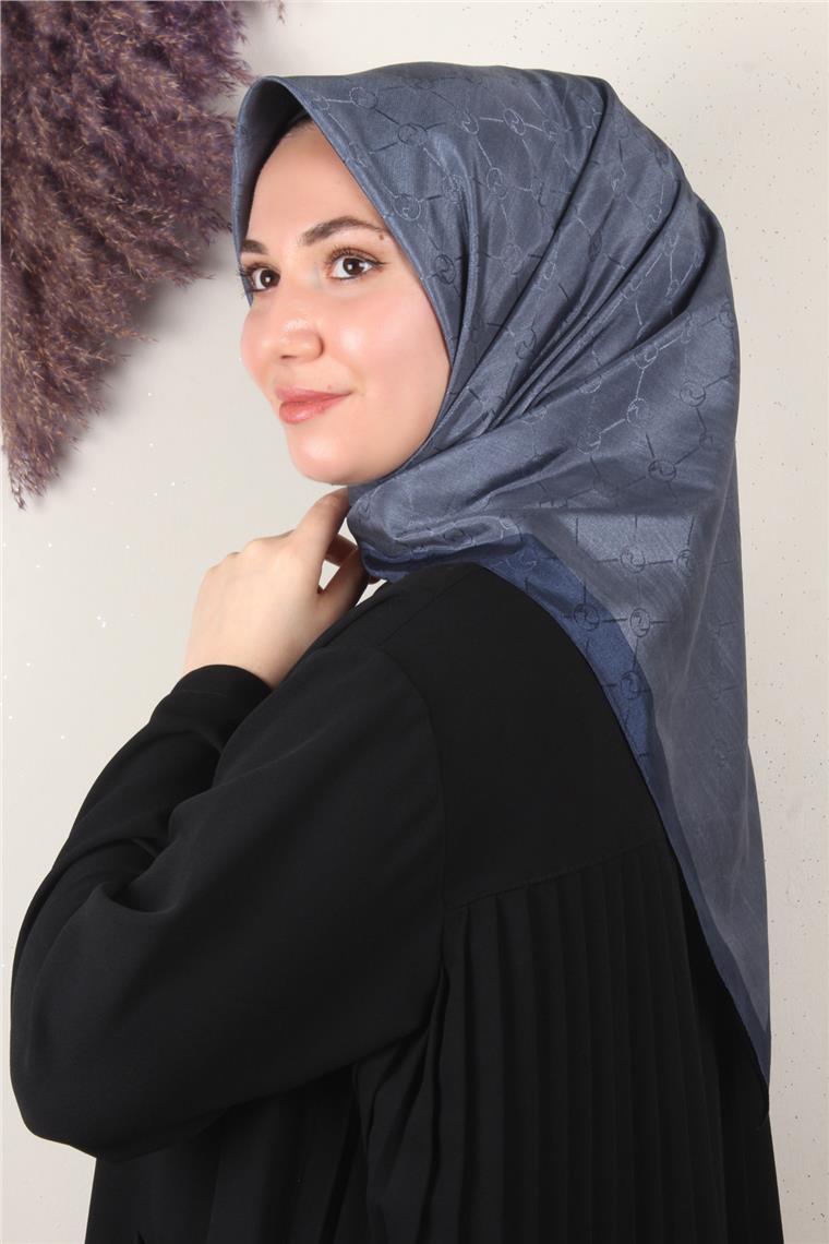 Fashion Monogram Eşarp 8089-16 İndigo