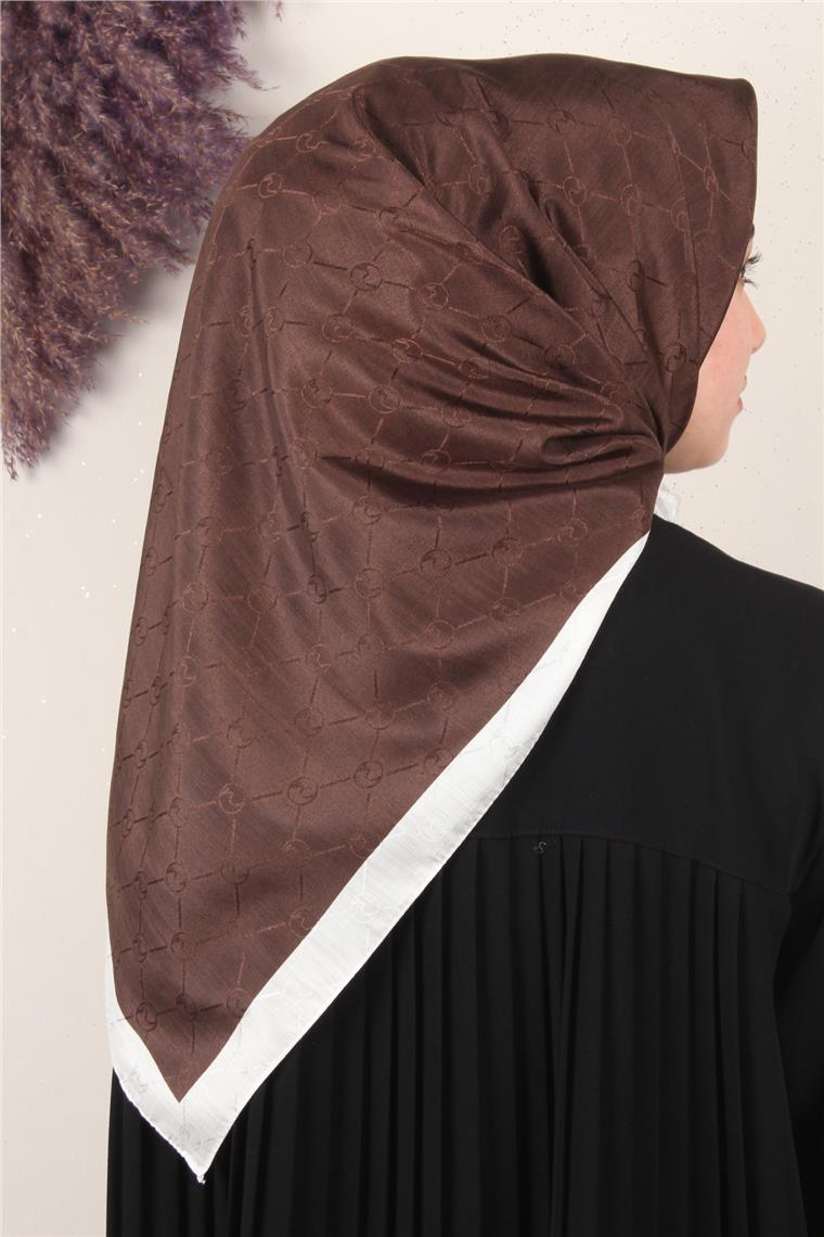 Fashion Monogram Eşarp 8089-9 Kahverengi