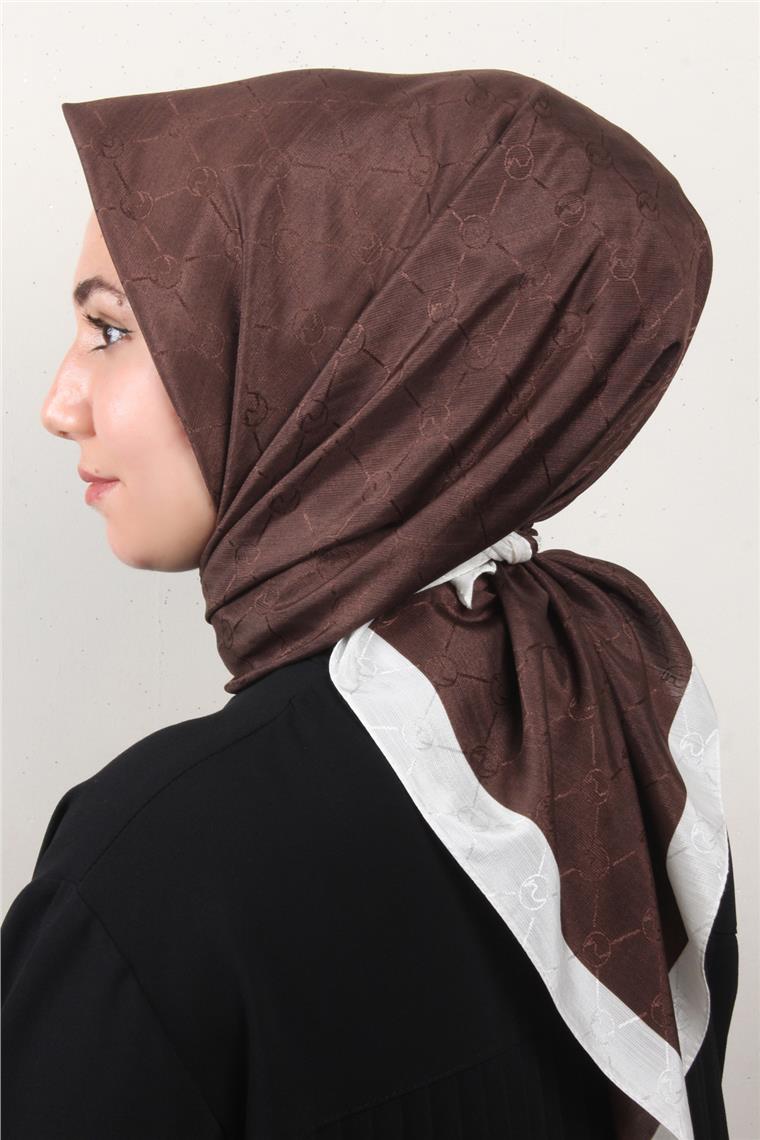 Fashion Monogram Eşarp 8089-9 Kahverengi